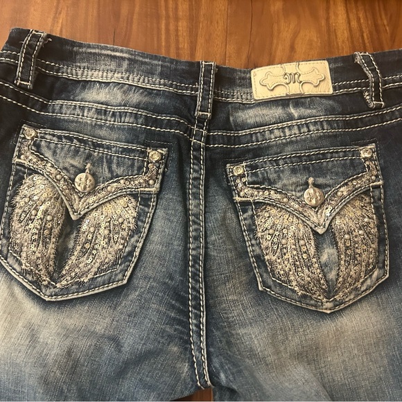 Miss Me Denim - 💕Gorgeous Pearls Rhinestones Sequins Wings Miss Me Jeans Mid Rise Easy Straight